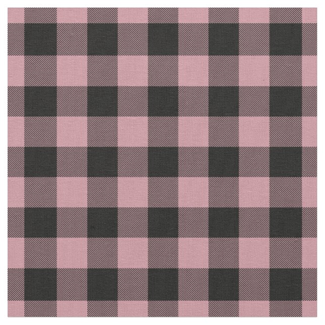 Vintage Pink & Black Plaid Gingham Stoff (Nahaufnahme)