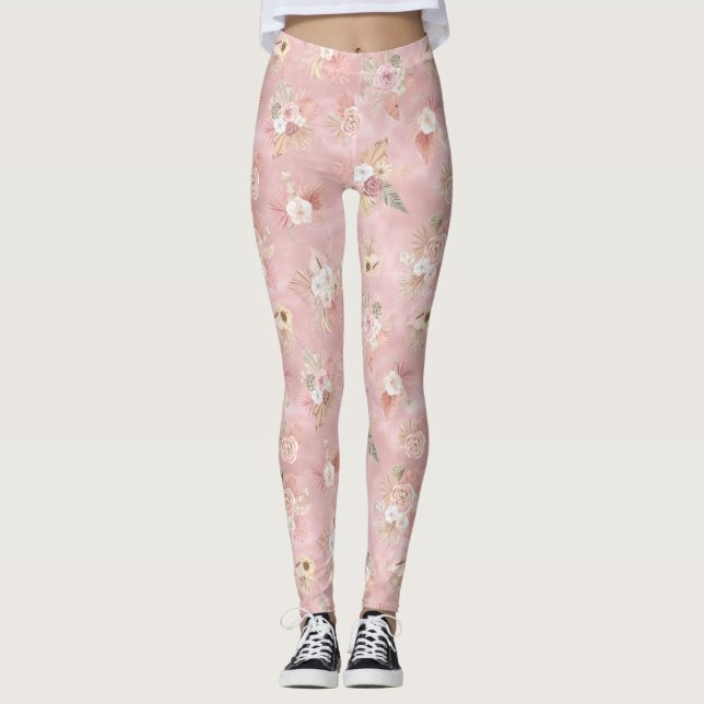 VINTAGE PINK BLUME LEGGINGS (Vorderseite)