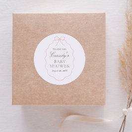 Vintage Pink Bow Girl Babydusche Runder Aufkleber