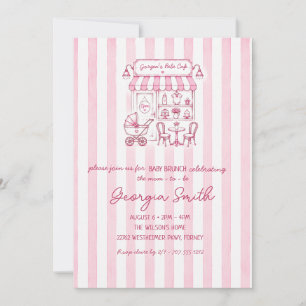 Vintage Pink Café Baby Girl Baby Shower Einladung
