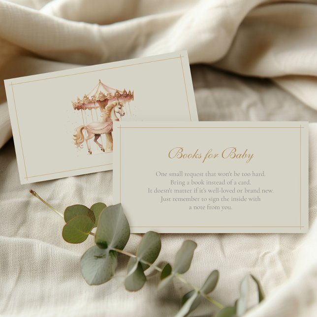 Vintage Pink Carousel Pferdebücher für Baby Begleitkarte (Von Creator hochgeladen)