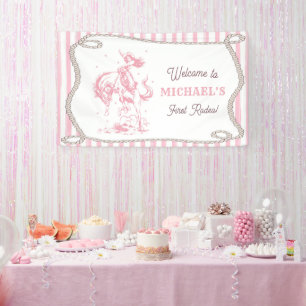 Vintage Pink Cowgirl 1. Geburtstagsfeier Banner