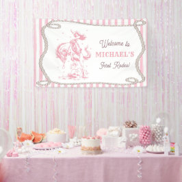 Vintage Pink Cowgirl 1st Birthday Party Banner