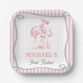 Vintage Pink Cowgirl 1st Birthday Party Pappteller