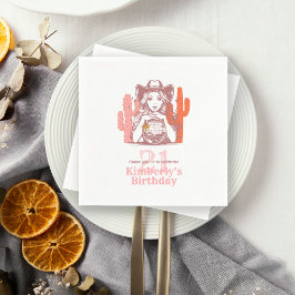 Vintage Pink Cowgirl Disco 21st Birthday Party Serviette