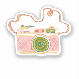 Vintage Pink Filmkamera Aufkleber