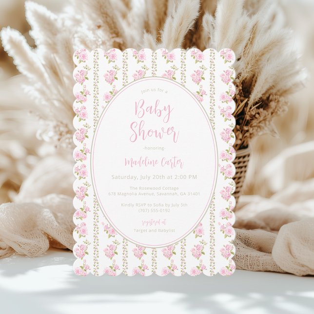 Vintage Pink Floral Baby Shower  Einladung (Von Creator hochgeladen)