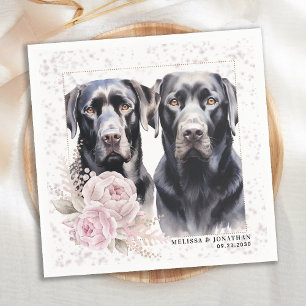 Vintage Pink Floral Labrador Retriever Dog Wedding Serviette