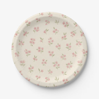 Vintage Pink Floral Paper Plates Pappteller