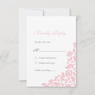 Vintage Pink Floral Rose Hochzeit RSVP Karte