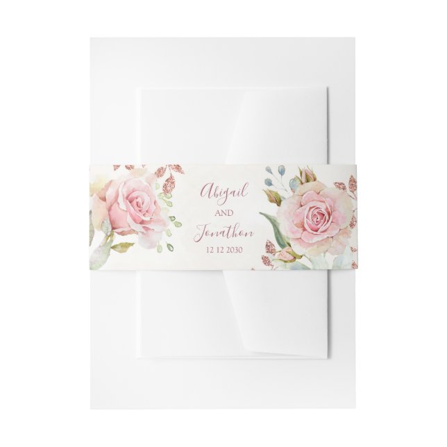 Vintage Pink Floral Spring Wedding Einladungsbanderole (Vorderseite Beispiel)