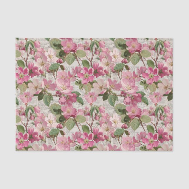 Vintage Pink Flowers Decoupage Seidenpapier (Vorderseite)