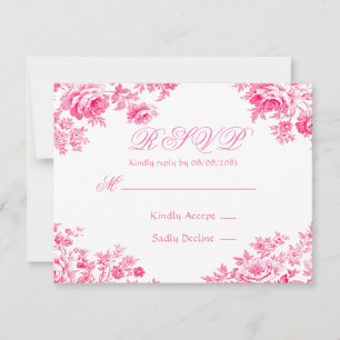 Vintage Pink-Französisch-Toile-Hochzeit RSVP Karte