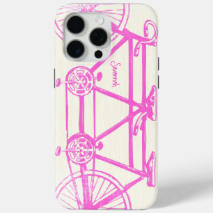 Vintage Pink Helle Farben Fahrrad Muster Iphone 15 Pro Max Hülle