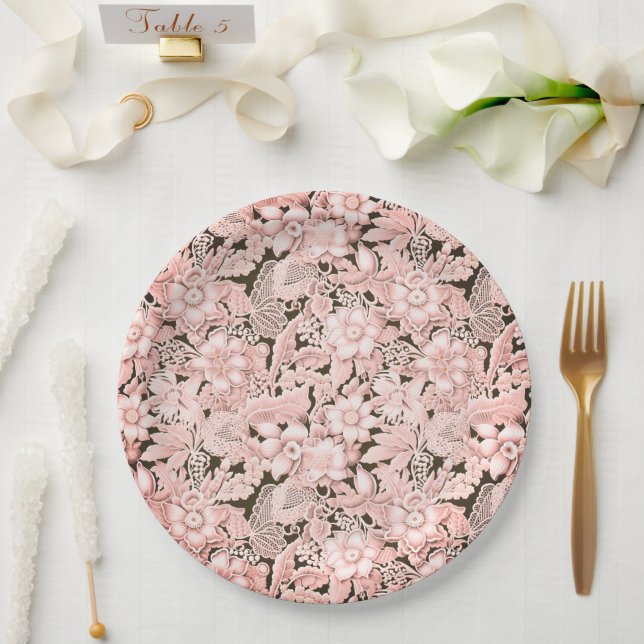 Vintage Pink-Hochzeit Pappteller (Hochzeit)