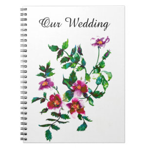 Vintage pink magenta watercolor roses notizblock