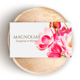 Vintage Pink Magnolias Floral Business Card Visitenkarte