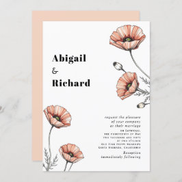 Vintage Pink-Mohnblumen-Wildblumen Blumenhochzeit Einladung