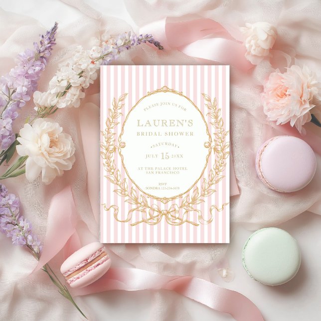 Vintage Pink Paris Glam Bridal Shower Einladung (Von Creator hochgeladen)