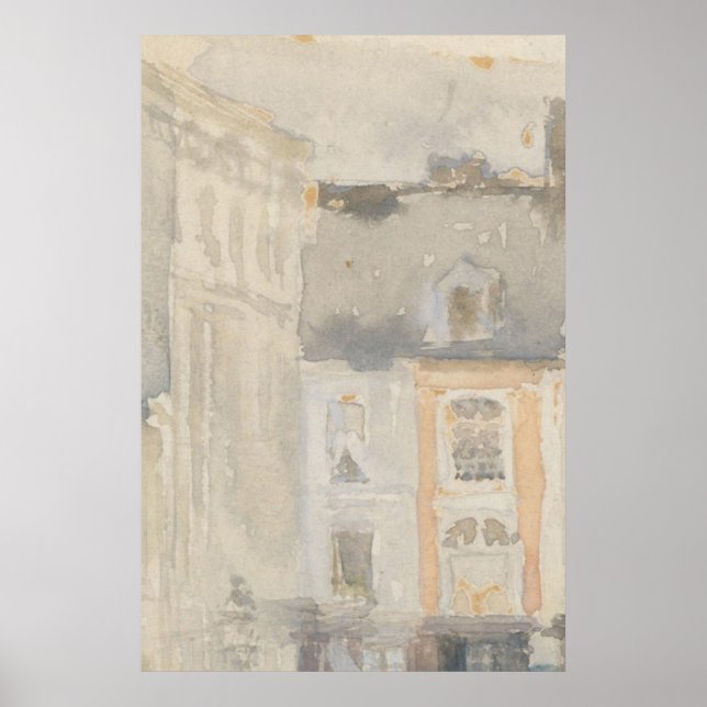 Vintage Pink Pastel Cityscape Art Poster (Vorne)