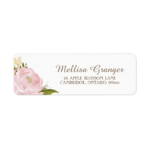 Vintage Pink-Peonies-Rücksendeadresse