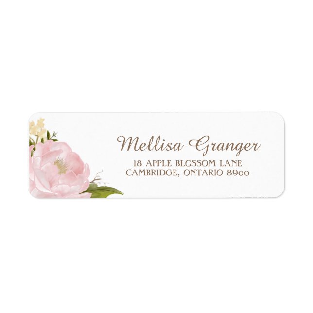 Vintage Pink-Peonies-Rücksendeadresse (Vorne)