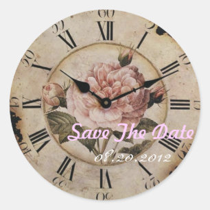 Vintage Pink Rose Floral Steampunk Hochzeit Runder Aufkleber