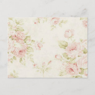 Vintage Pink Rose Flowers Shabby Chic Floral Postkarte