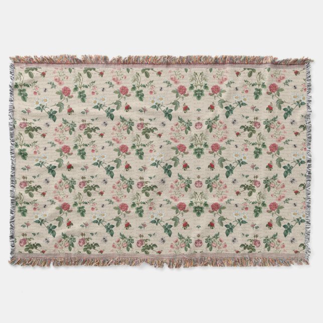 Vintage Pink Rose Garden Decke (Vorderseite)