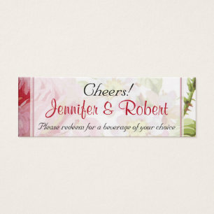 Vintage Pink Rose Posh Wedding Drinks Tickets