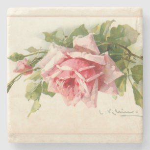 Vintage Pink Roses, blass Pastell Steinuntersetzer