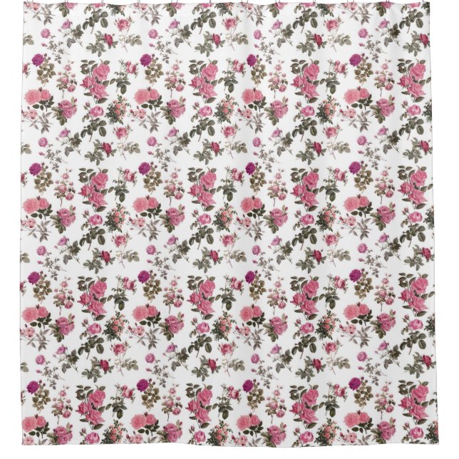 Vintage Pink Roses Duschvorhang (Vorderseite)