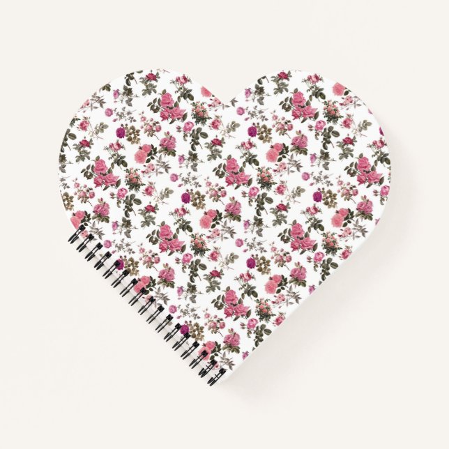 Vintage Pink Roses Notizbuch (Vorderseite)