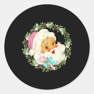 Vintage Pink Santa Claus Rosa Weihnachtsdesign Runder Aufkleber