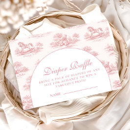 Vintage Pink Toile Baby Shower Diapper Raffle Begleitkarte