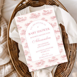 Vintage Pink Toile Baby Shower Einladung