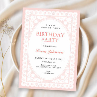 Vintage-Pink-Toile-Geburtstag Einladung