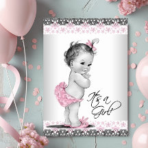 Vintage Pink und Gray Baby Girl Dusche