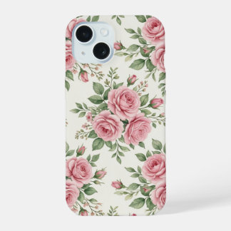 Vintage Pink Watercolor Roses Floral Seamless iPhone 15 Hülle