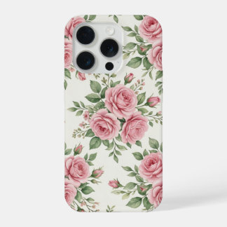 Vintage Pink Watercolor Roses Floral Seamless iPhone 15 Pro Hülle