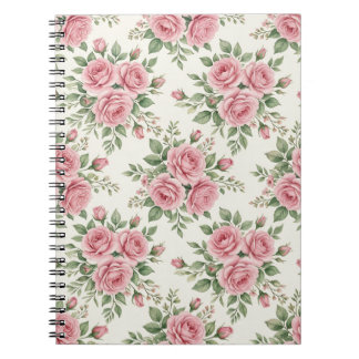 Vintage Pink Watercolor Roses Floral Seamless Notizblock