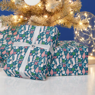 Vintage Pink Weihnachten - Türkisblaues Geschenkpa Geschenkpapier