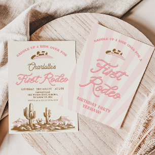 Vintage Pink Western First Rodeo 1. Geburtstag Einladung