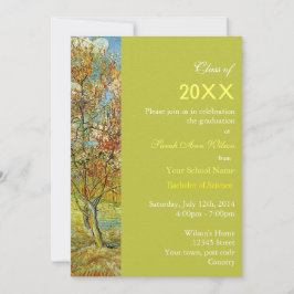 Vintage pinkfarbene Pfirsichbaumabschlussparty Einladung