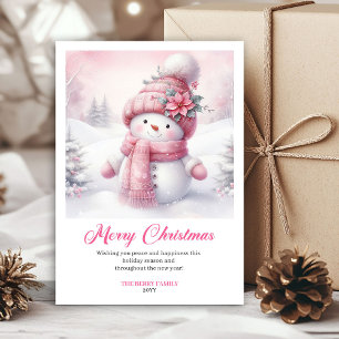 Vintage Pinkmas Bearbeitbare Weihnachtsszene Grüße Feiertagskarte