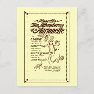 Vintage Pinocchio-Titelblatt von 1904 Postkarte