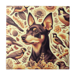 Vintage Pinscher Illustration Fliese