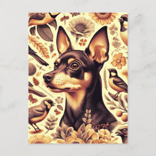 Vintage Pinscher Illustration Postkarte