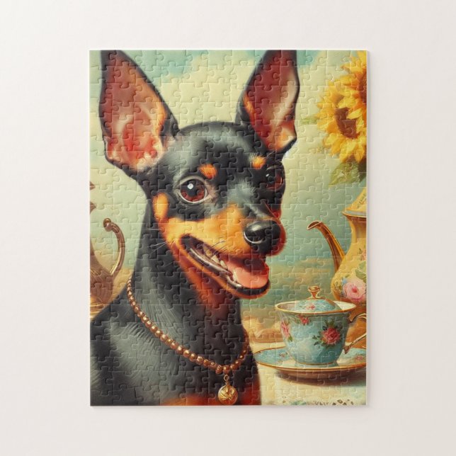 Vintage Pinscher-Malerei Puzzle (Vertikal)
