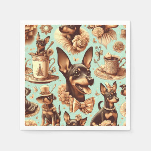 Vintage Pinscher Seamless Illustration Serviette